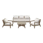 WestinTrends Avalon Outdoor 6-Piece Modular Sectional Patio Furniture Sofa Set, Weathered Wood/White