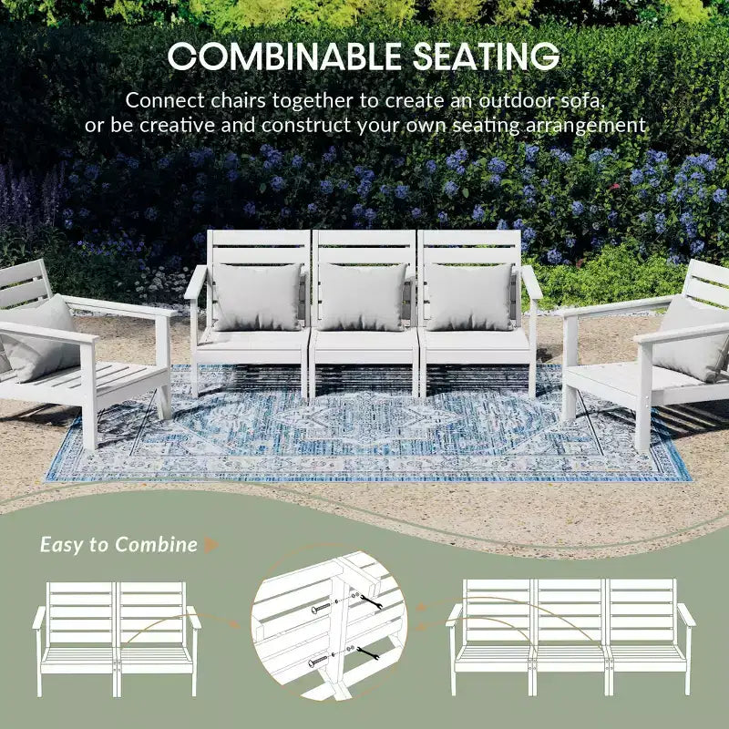 WestinTrends Avalon Outdoor 6-Piece Modular Sectional Patio Furniture Sofa Set, White/Brown