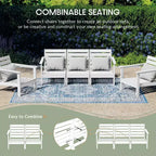 WestinTrends Avalon Outdoor 6-Piece Modular Sectional Patio Furniture Sofa Set, White/Brown