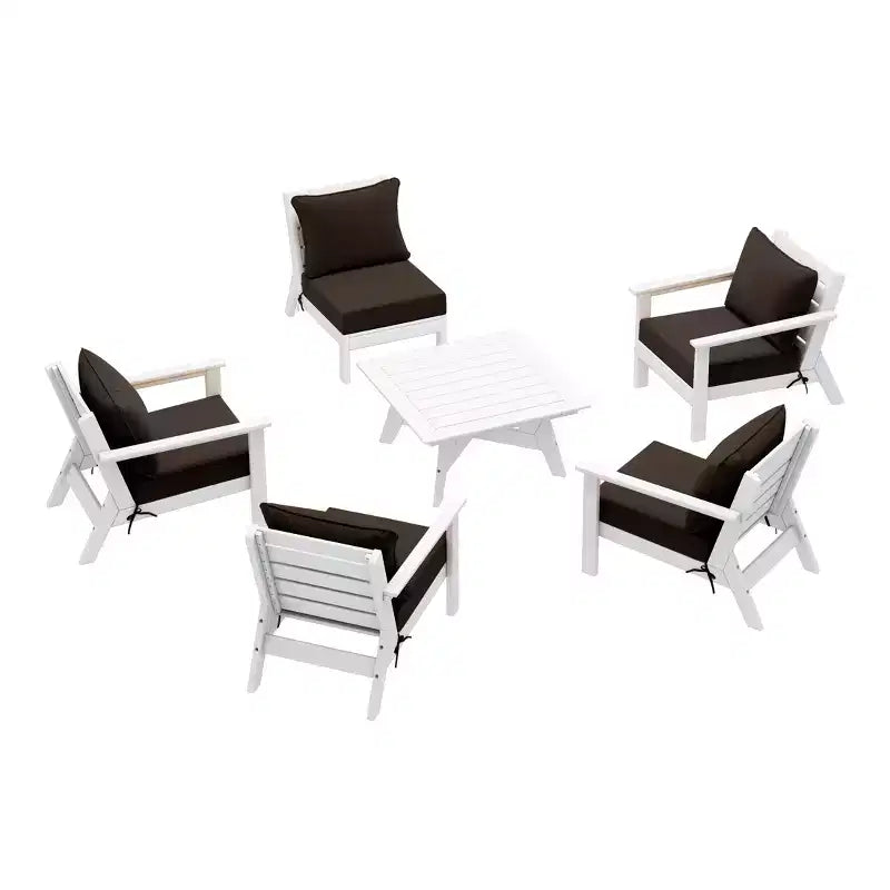 WestinTrends Avalon Outdoor 6-Piece Modular Sectional Patio Furniture Sofa Set, White/Brown