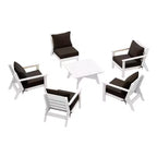 WestinTrends Avalon Outdoor 6-Piece Modular Sectional Patio Furniture Sofa Set, White/Brown