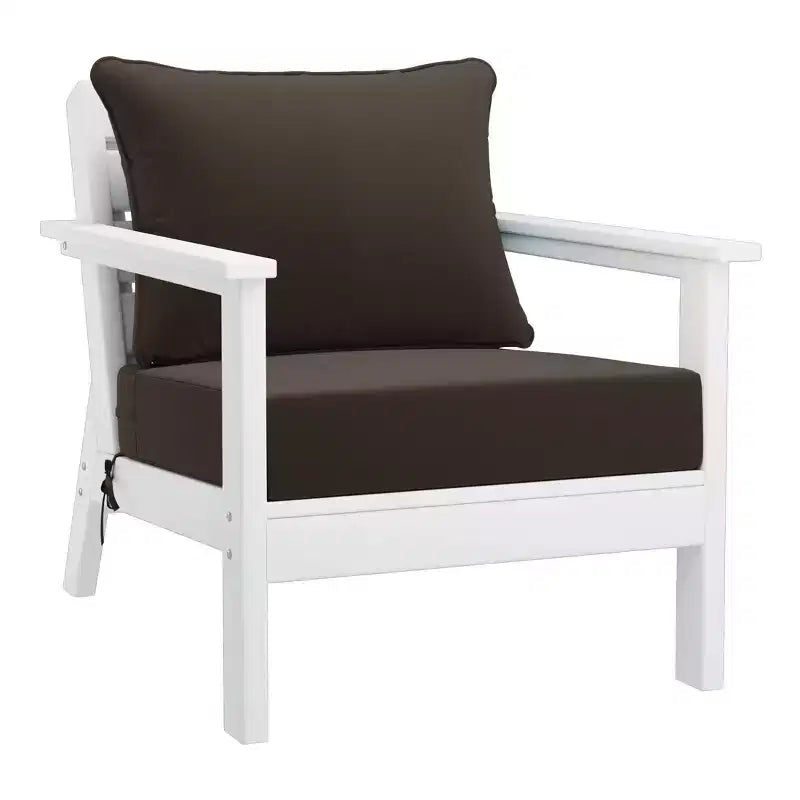 WestinTrends Avalon Outdoor 6-Piece Modular Sectional Patio Furniture Sofa Set, White/Brown