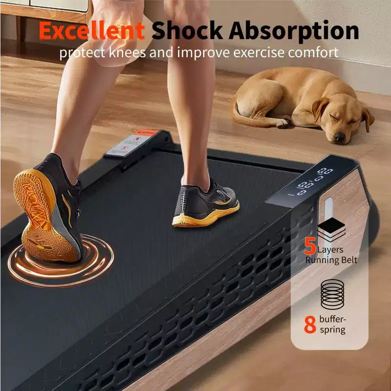 NAYSAYE Portable Incline Treadmill Incline Full Deck Design Shock Absorption for Home, Black and Gray, 38.9*21.3*6.9