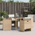 vidaXL Patio Chairs with Cushions 4 pcs Beige Poly Rattan