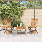 vidaXL Folding Patio Chairs Set of 2, Outdoor Wooden Seats for Garden Dining Capming Beach Deck, Stable Structure Easy to Store, Solid Teak Wood