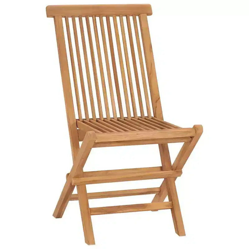 vidaXL Folding Patio Chairs Set of 2, Outdoor Wooden Seats for Garden Dining Capming Beach Deck, Stable Structure Easy to Store, Solid Teak Wood
