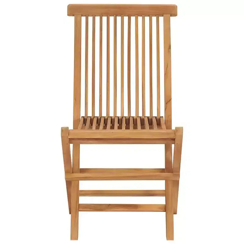 vidaXL Folding Patio Chairs Set of 2, Outdoor Wooden Seats for Garden Dining Capming Beach Deck, Stable Structure Easy to Store, Solid Teak Wood
