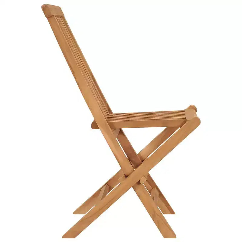 vidaXL Folding Patio Chairs Set of 2, Outdoor Wooden Seats for Garden Dining Capming Beach Deck, Stable Structure Easy to Store, Solid Teak Wood