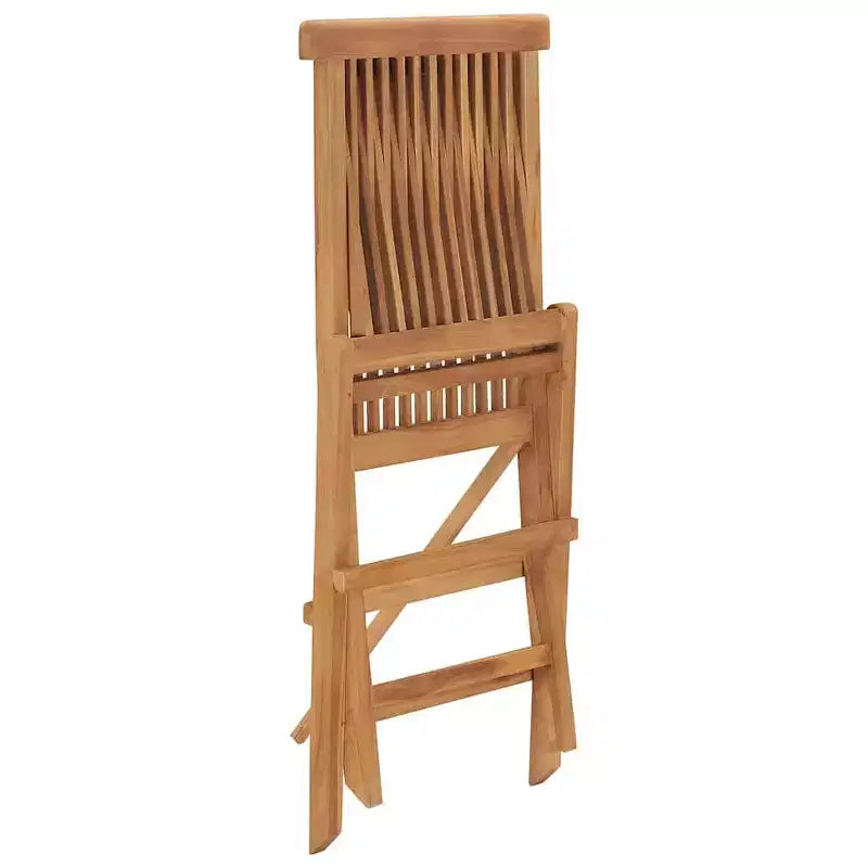vidaXL Folding Patio Chairs Set of 2, Outdoor Wooden Seats for Garden Dining Capming Beach Deck, Stable Structure Easy to Store, Solid Teak Wood