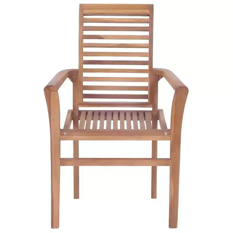 vidaXL Chaises de salle à manger de jardin 4 pcs avec coussins verts - Bois de teck massif - Meubles empilables d'extérieur/d'intérieur