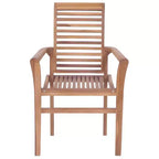 vidaXL Chaises de salle à manger de jardin 4 pcs avec coussins verts - Bois de teck massif - Meubles empilables d'extérieur/d'intérieur
