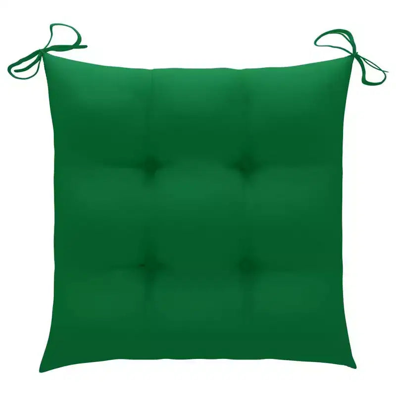 vidaXL Chaises de salle à manger de jardin 4 pcs avec coussins verts - Bois de teck massif - Meubles empilables d'extérieur/d'intérieur