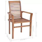 vidaXL Solid Teak Wood Dining Chairs - Set of 4 with Gray Cushions, Comfortable Design, Ideal for Patio, Garden or Dining Room, Stackable for Storage