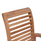 vidaXL Solid Teak Wood Dining Chairs - Set of 4 with Gray Cushions, Comfortable Design, Ideal for Patio, Garden or Dining Room, Stackable for Storage