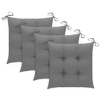 vidaXL Solid Teak Wood Dining Chairs - Set of 4 with Gray Cushions, Comfortable Design, Ideal for Patio, Garden or Dining Room, Stackable for Storage
