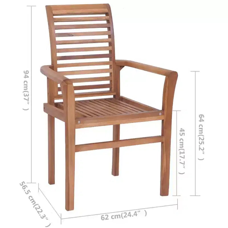 vidaXL Stackable Dining Chairs with Light Blue Cushions - Solid Teak Wood - Perfect for Garden, Patio, and Dining Room
