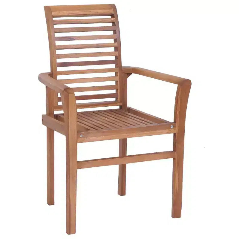 vidaXL Stackable Dining Chairs with Light Blue Cushions - Solid Teak Wood - Perfect for Garden, Patio, and Dining Room