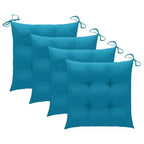 vidaXL Stackable Dining Chairs with Light Blue Cushions - Solid Teak Wood - Perfect for Garden, Patio, and Dining Room