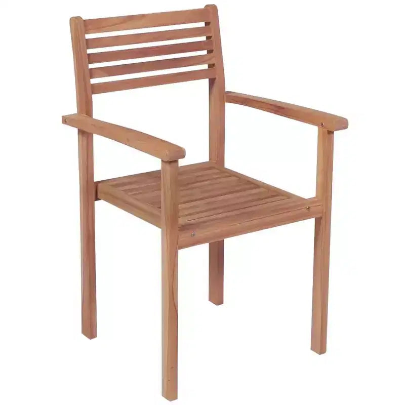 vidaXL Outdoor Patio Chairs, Set of 4, Includes Gray Cushions, Made of Durable Solid Teak Hard Wood, Stackable Design, Versatile for Home or Cafe Use