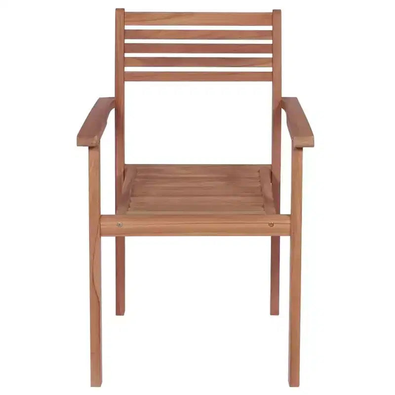 vidaXL Outdoor Patio Chairs, Set of 4, Includes Gray Cushions, Made of Durable Solid Teak Hard Wood, Stackable Design, Versatile for Home or Cafe Use