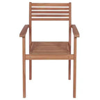 vidaXL Outdoor Patio Chairs, Set of 4, Includes Gray Cushions, Made of Durable Solid Teak Hard Wood, Stackable Design, Versatile for Home or Cafe Use
