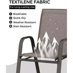Stackable Dining Chairs Set of 4, High-Back Patio Dining Chairs Set, Outdoor Chairs with Textilene Fabric & Metal Frame for Lawn Backyard Deck Garden