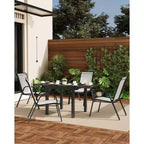 Stackable Dining Chairs Set of 4, High-Back Patio Dining Chairs Set, Outdoor Chairs with Textilene Fabric & Metal Frame for Lawn Backyard Deck Garden