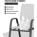 Stackable Dining Chairs Set of 4, High-Back Patio Dining Chairs Set, Outdoor Chairs with Textilene Fabric & Metal Frame for Lawn Backyard Deck Garden