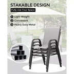 Stackable Dining Chairs Set of 4, High-Back Patio Dining Chairs Set, Outdoor Chairs with Textilene Fabric & Metal Frame for Lawn Backyard Deck Garden