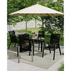 Stackable Dining Chairs Set of 4, High-Back Patio Dining Chairs Set, Outdoor Chairs with Textilene Fabric & Metal Frame for Lawn Backyard Deck Garden