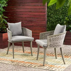 GDFStudio San Juan Outdoor Iron and Wicker Club Chairs with Cushions (Set of 2)