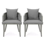 Fauteuils de jardin GDFStudio San Juan en fer et osier avec coussins (lot de 2)