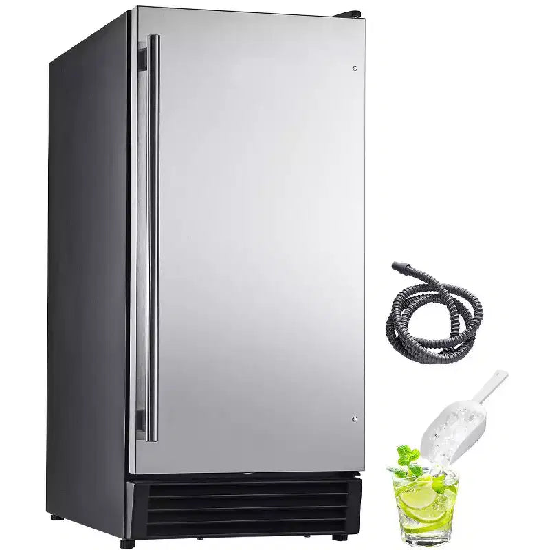 VEVOR Undercounter Built-in Ice Maker, 50 Lbs/Day Under Counter Ice Maker Machine with Drain Pump Reversible Door Stainless Steel, Gray