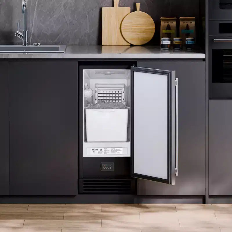 VEVOR Undercounter Built-in Ice Maker, 50 Lbs/Day Under Counter Ice Maker Machine with Drain Pump Reversible Door Stainless Steel, Gray