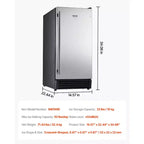 VEVOR Undercounter Built-in Ice Maker, 50 Lbs/Day Under Counter Ice Maker Machine with Drain Pump Reversible Door Stainless Steel, Gray