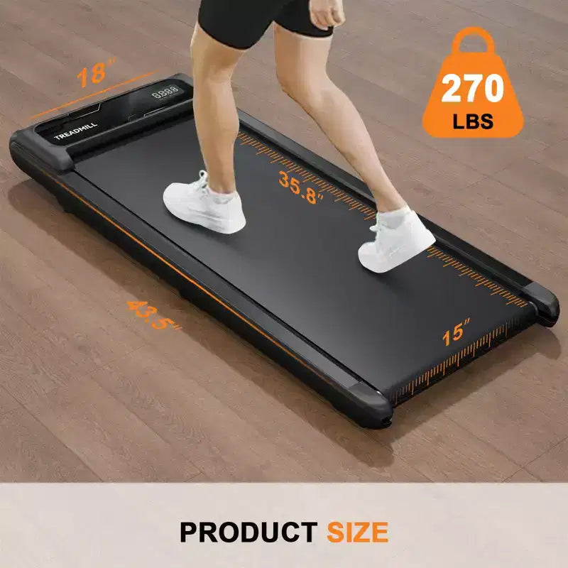 NAYSAYE Folding Portable Treadmill Under Desk Walking Pad Removable Armrests Cushioned Belt for Home Gym and Office