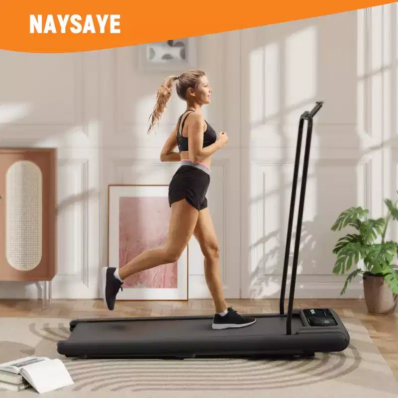 NAYSAYE Folding Portable Treadmill Under Desk Walking Pad Removable Armrests Cushioned Belt for Home Gym and Office
