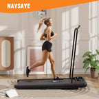 NAYSAYE Folding Portable Treadmill Under Desk Walking Pad Removable Armrests Cushioned Belt for Home Gym and Office