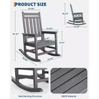 Fauteuil à bascule d'extérieur TROPOW, chaise à bascule en plastique HDPE résistant aux intempéries avec larges accoudoirs, fauteuil classique pour brasero pour porche, terrasse, pelouse, jardin