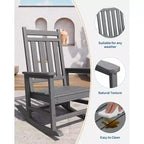 Fauteuil à bascule d'extérieur TROPOW, chaise à bascule en plastique HDPE résistant aux intempéries avec larges accoudoirs, fauteuil classique pour brasero pour porche, terrasse, pelouse, jardin