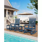 Fauteuil à bascule d'extérieur TROPOW, chaise à bascule en plastique HDPE résistant aux intempéries avec larges accoudoirs, fauteuil classique pour brasero pour porche, terrasse, pelouse, jardin