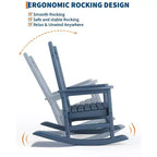 Fauteuil à bascule d'extérieur TROPOW, chaise à bascule en plastique HDPE résistant aux intempéries avec larges accoudoirs, fauteuil classique pour brasero pour porche, terrasse, pelouse, jardin