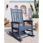 Fauteuil à bascule d'extérieur TROPOW, chaise à bascule en plastique HDPE résistant aux intempéries avec larges accoudoirs, fauteuil classique pour brasero pour porche, terrasse, pelouse, jardin