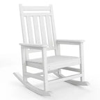 Fauteuil à bascule d'extérieur TROPOW, chaise à bascule en plastique HDPE résistant aux intempéries avec larges accoudoirs, fauteuil classique pour brasero pour porche, terrasse, pelouse, jardin