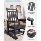 Fauteuil à bascule d'extérieur TROPOW, chaise à bascule en plastique HDPE résistant aux intempéries avec larges accoudoirs, fauteuil classique pour brasero pour porche, terrasse, pelouse, jardin