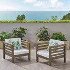 GDFStudio Cascada Outdoor Acacia Wood Club Chairs with Cushions (Set of 2)