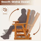 Karl Home | Fauteuil à bascule pour terrasse en bois massif de 32 po avec porte-gobelet