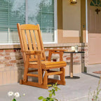 Karl Home | Fauteuil à bascule pour terrasse en bois massif de 32 po avec porte-gobelet