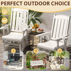 Karl Home | Fauteuil à bascule pour terrasse en bois massif de 32 po avec porte-gobelet