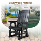 Karl Home | Fauteuil à bascule pour terrasse en bois massif de 32 po avec porte-gobelet